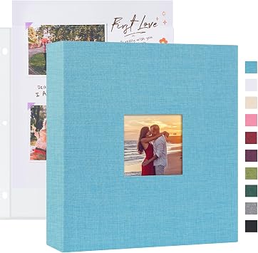 Mublalbum 8.5x11 Inch 3 Ring DIY Scrapbook Photo Album 80 Pages,Blue | Linen Cover, 3 Ring Binder Scrapbook, Top-Loading 80 Pages, Memory Book for Baby, Wedding, Anniversary, DIY Projects