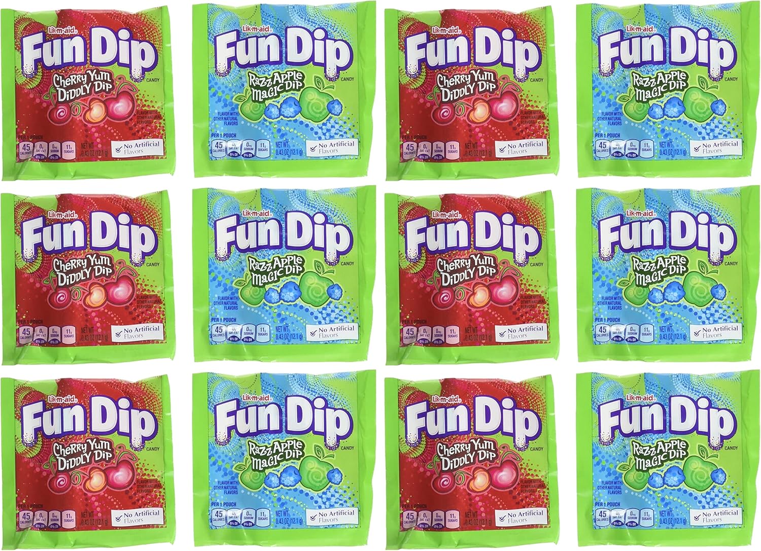 Fun Dip Candy Sticks Cherry Yum Diddly Dip and RazzApple Magic Dip 0.