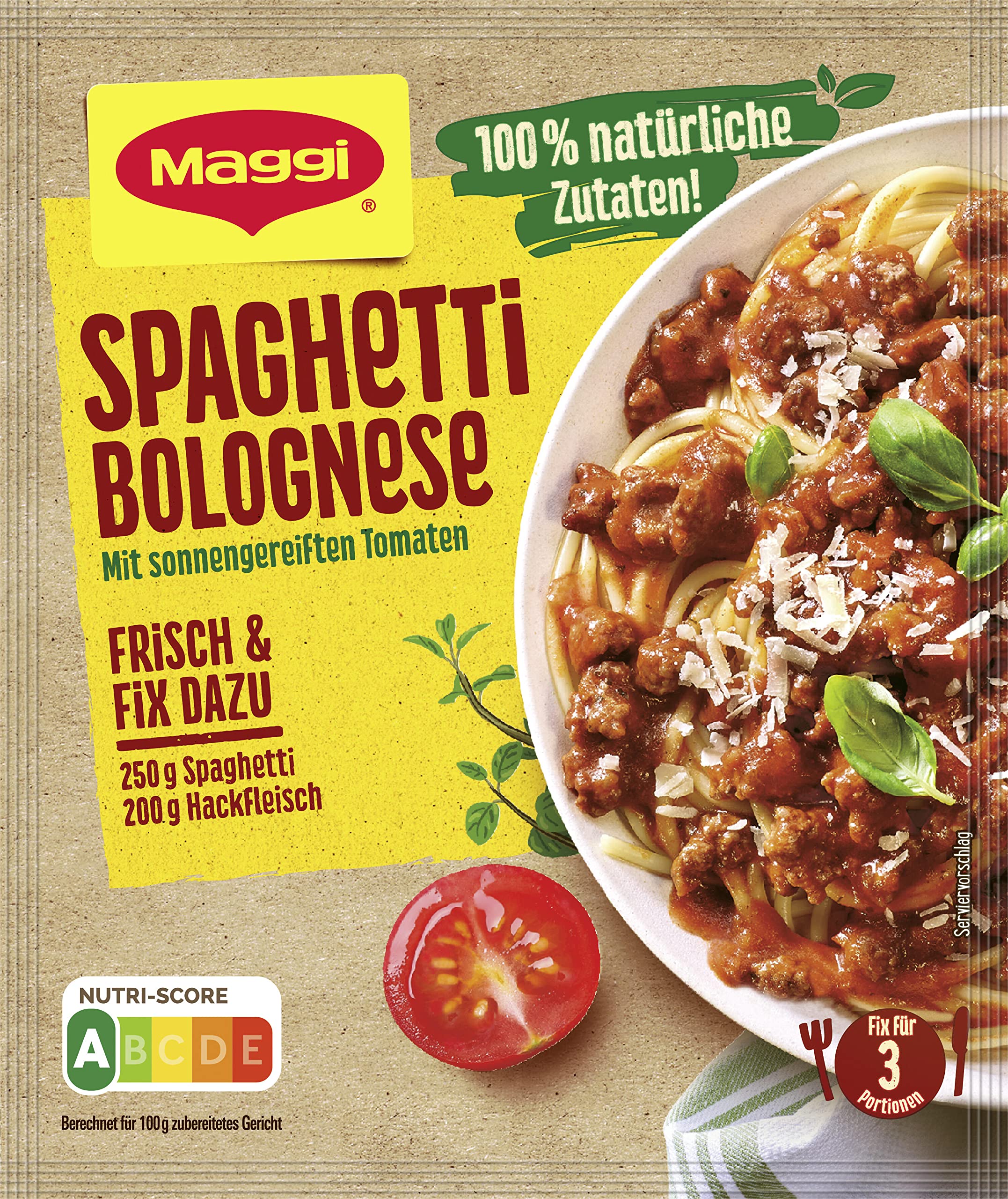 MAGGI Fix für Spaghetti Bolognese, Würzmischung, 100% natürliche Zutaten, für 3 Portionen, 42er Pack (42x36g)