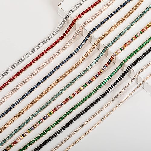 Miniatura 5 de KAOYOO 1 yarda de diamantes de imitación rectangulares de circón con cadena de cierre para manualidades de costura, decoración de bricolaje (cristal