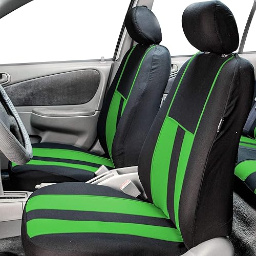Miniatura 2 de FH Group Juego de fundas de asiento de coche de tres filas llamativas a rayas, funda para volante y almohadillas para cinturón de seguridad, bolsa