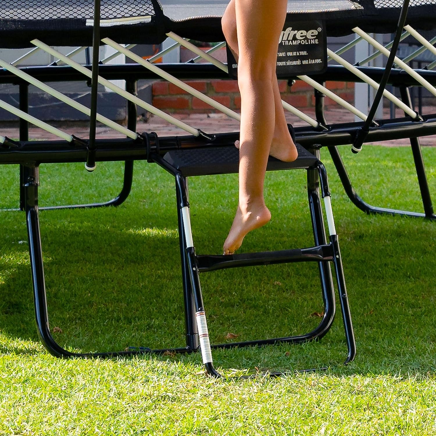Springfree Trampoline 12' x 19' Outdoor Jumbo Oval Trampoline with FlexrStep V2 Ladder Accessory with Safety Lock for Easy Entry, Black