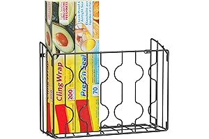 Simple Houseware Wall-Mounted Kitchen Wrap Organizer Rack in Black