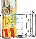 Simple Houseware Wall Door Mount Kitchen Wrap Organizer Rack, Black