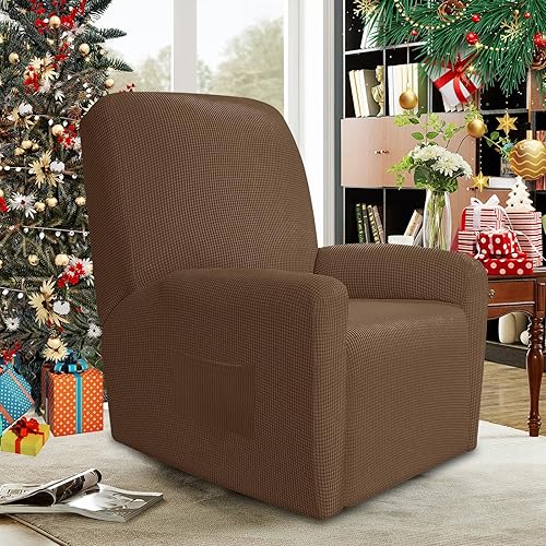 Miniatura 2 de JIVINER Fundas súper elásticas para sillas reclinables, 4 piezas, funda de elastano suave para sillas reclinables, con bolsillos, protector de