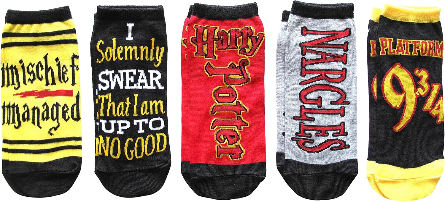 Harry Potter Mischief Managed Platform 9 3/4 Juniors/Womens 5 Pack Ankle Socks Size 4-10