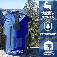 Vista 5 de Malo'o Dry Pack impermeable resistente mochila – bolsa seca enrollable (capacidad de 30 L), 30L, Azul oscuro