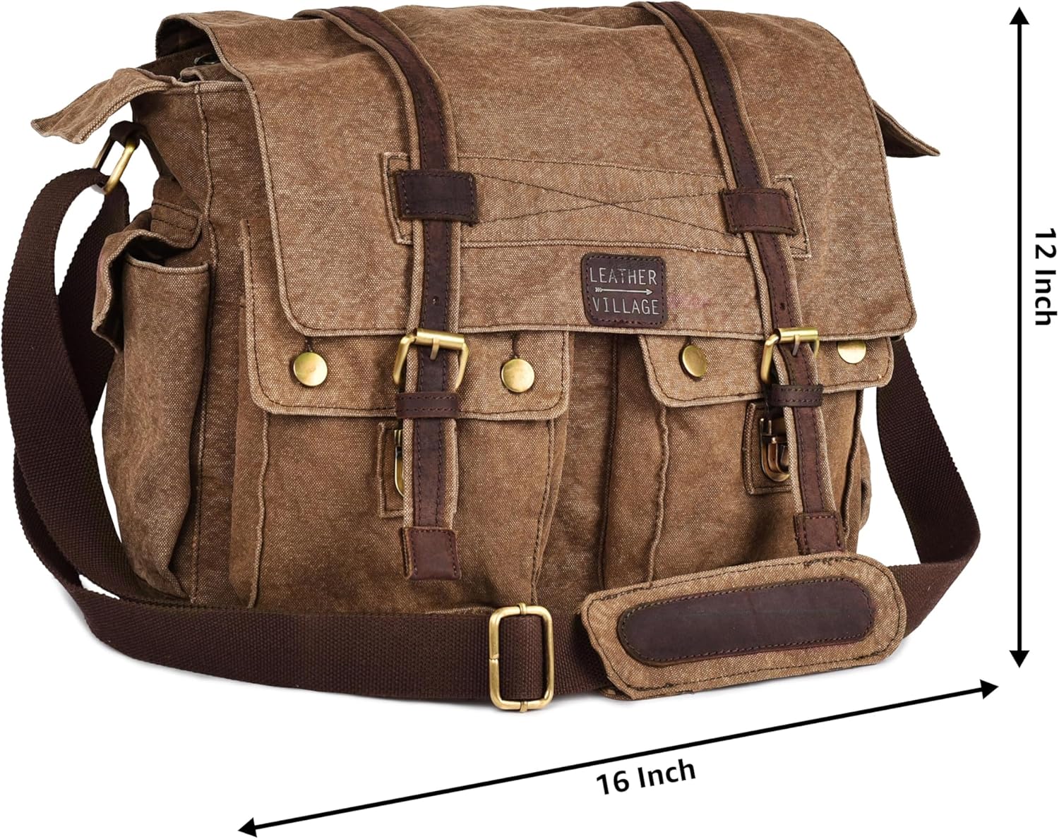 LEATHER VILLAGE Canvas Messenger Shoulder Bag for Men & Women – Stylish Crossbody Satchel for Office, Travel & Daily Use - Image 8