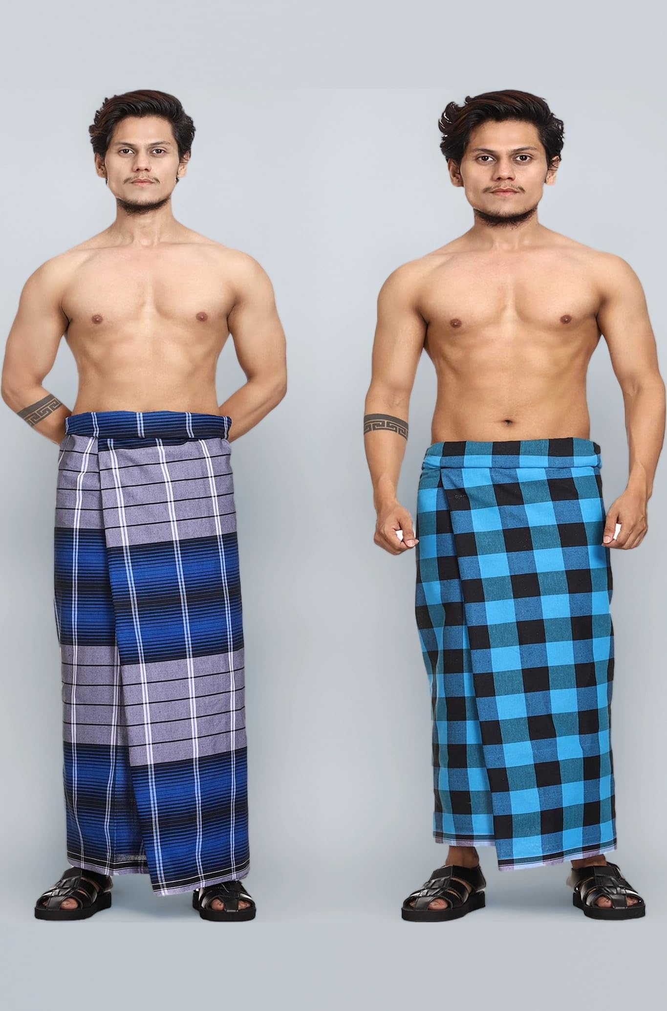 Cotton Stitched Lungi Pack Of 2 (Ready To Wear) 2.25Meter