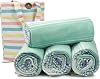 HILLFAIR Cotton Turkish Beach Towels, Quick Dry Lightweight Sand Free Peshtemal Towel for Bath Swim Yoga Spa Travel, Beach Accessories, Oversized Cotton Turkish Towels 39 x 72 inch- 4 Pack Mint Blue