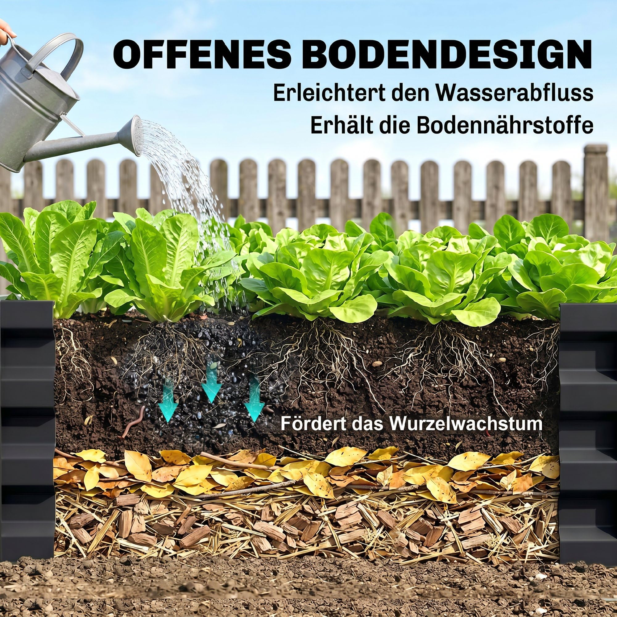 Outsunny Hochbeet für Garten, Terrasse Stahl 120 x 120 x 30 cm Grau