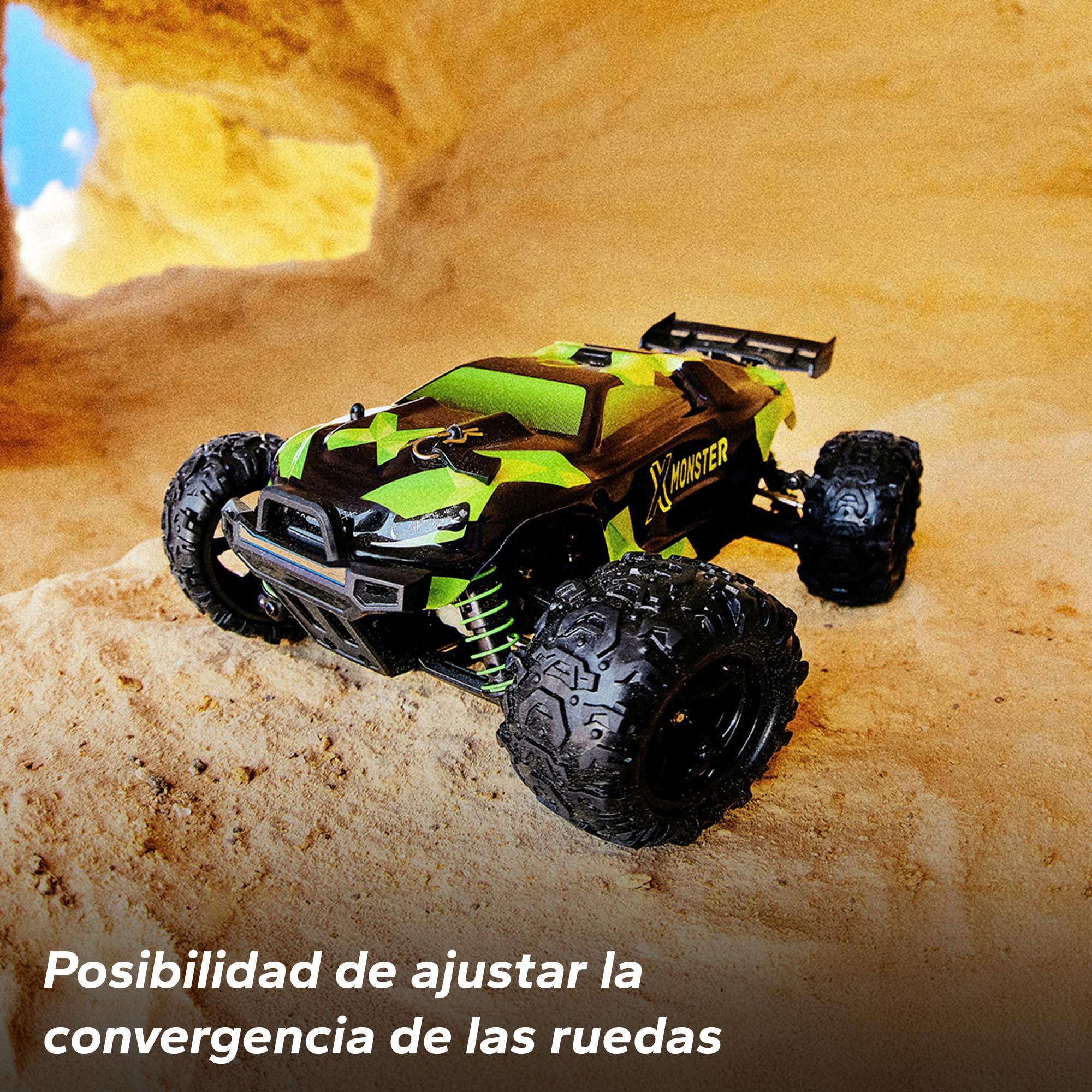 Overmax X-Monster 3.0 Coche RC 4x4, 30 km/h, Gran Tamaño 1:18, 2 Baterías 850 mAh, 100m Alcance, Suspensión Independiente, Certificado TUV, 40 Minutos de Juego sin Carga, Ideal para Niños 14+