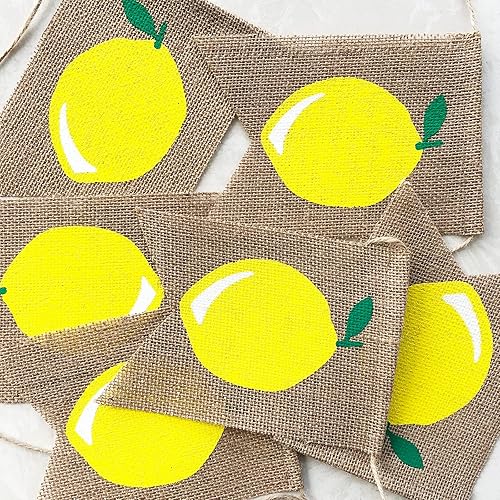 Miniatura 5 de Uniwish Cartel colgante de arpillera de limón para decoración de fiesta de cumpleaños con temática de limón para baby shower, decoración de