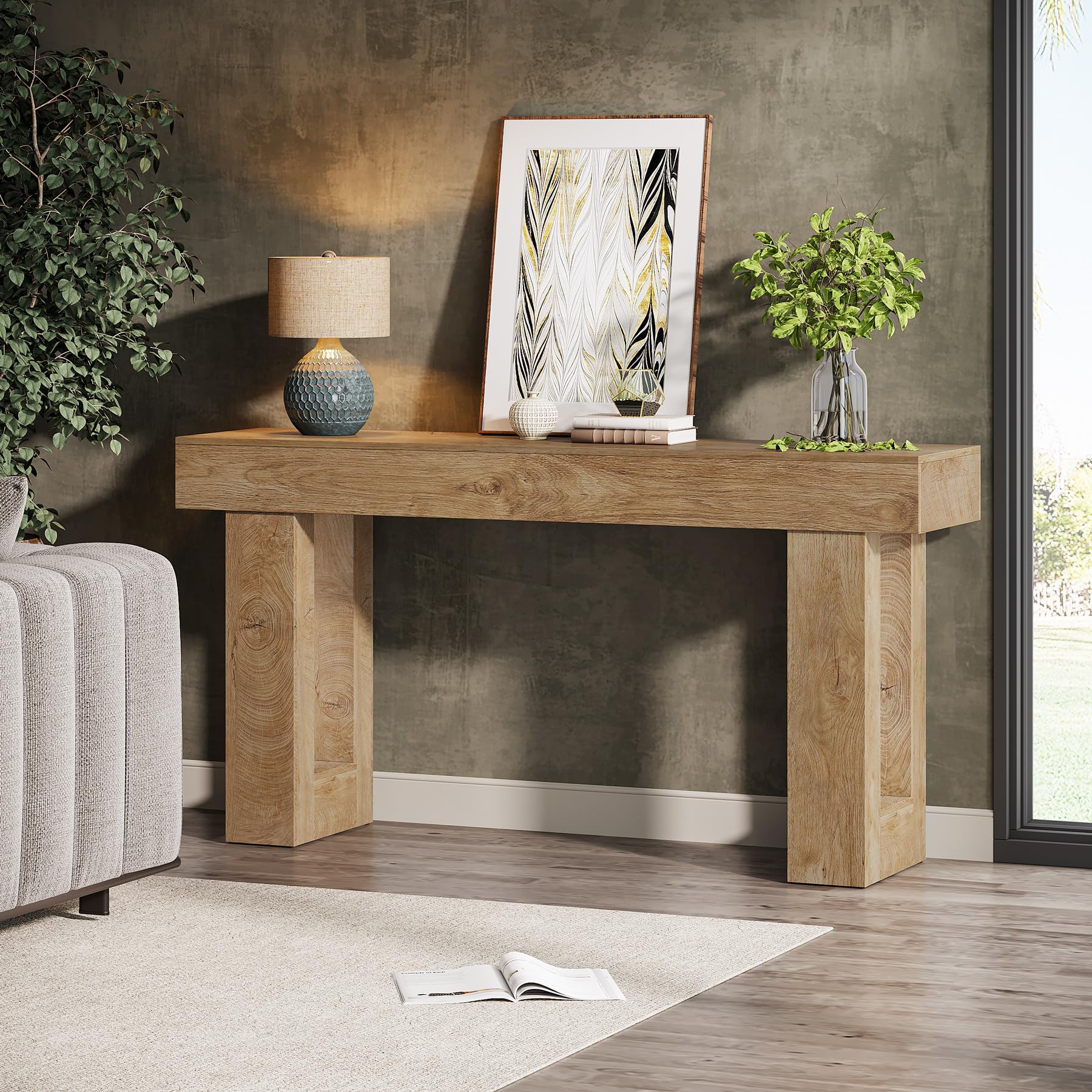 Plank+Beam Tavolo Consolle In Legno Massello Di Pino, 117 Cm - Stretto Per Ingresso, Corridoio O Dietro Il Divano