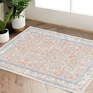 Sponsored Ad - JINCHAN Area Rug 2x3 Persian Rug Door Mat Pink Vintage Rug Doormat Indoor Entrance Floor Traditional Distre...