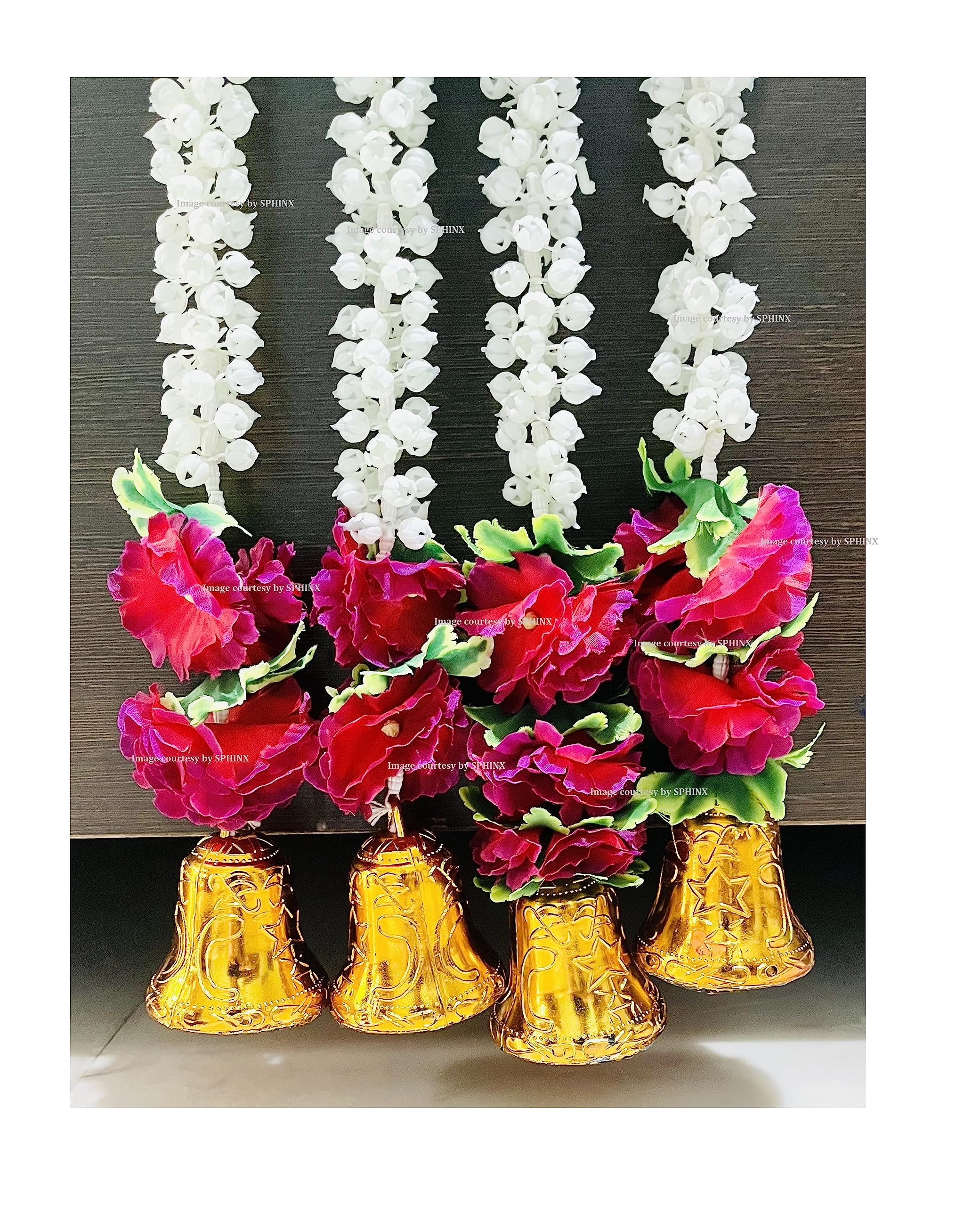 SPHINX Artificial Jasmine (Mogra) Decorative Latkans/Torans/Backdrop Hangings/ for backdrop decorations, wall decor, wall hangings, housewarming - (Approx 5 ft, 2 Pieces)