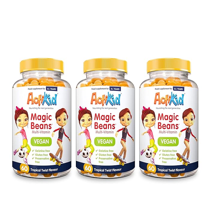 Buy 3X ActiKid Magic Beans Vegan MultiVitamin 60x Tropical Twist Flavour Gelatin Free Kid's