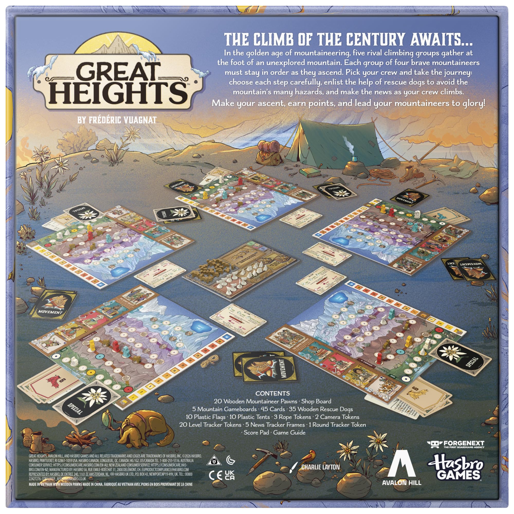 Hasbro Great Heights Jeu de société – Jeu de stratégie amusant pour enfants, adolescents et adultes – À partir de 10 ans – 2 à 5 joueurs – 45 minutes – Jeux familiaux faciles à apprendre – Version