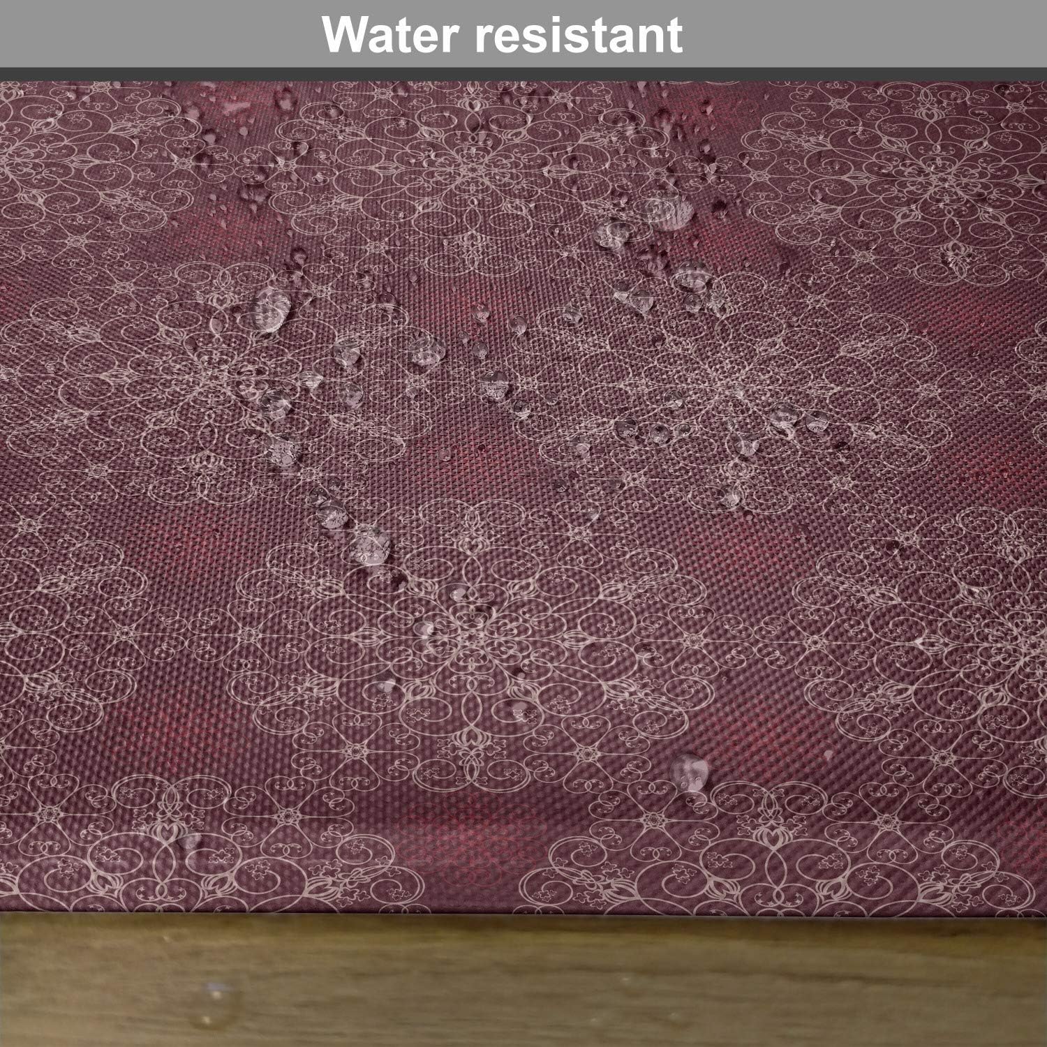 Lunarable Maroon Place Mats Set of 4, Detailed Ornate Flowers Curves Swirls Petals Dusky Victorian Garden, Washable Fabric Placemats for Dining Room Kitchen Table Decor, Burgundy Maroon Pale Mauve