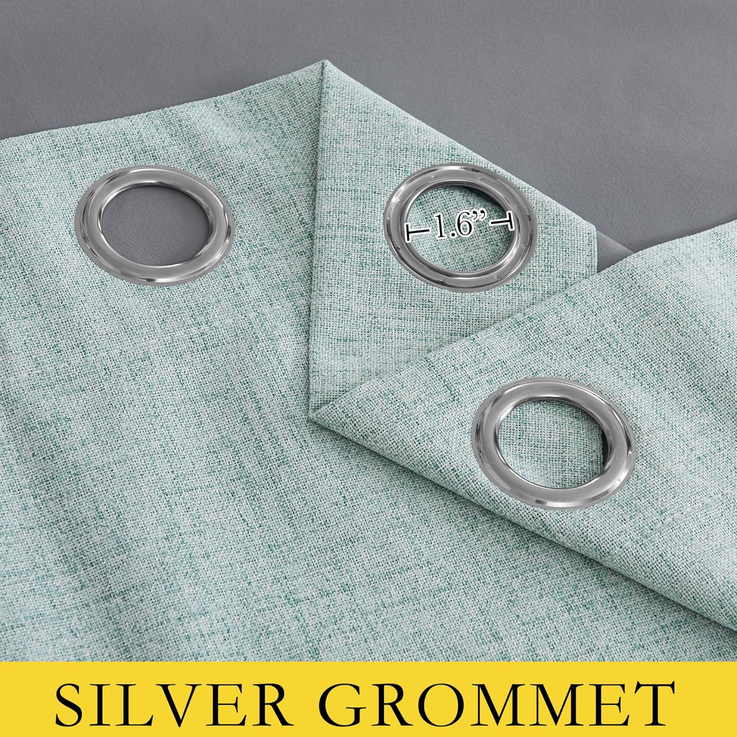 NICETOWN 100% Absolutely Blackout Linen Curtains with Thermal Insulated White Liner, Seafoam Green, 42 inches Wide, 63 inches Length Energy Saving Curtains for Kitchen 2 Panels Set, Vertical Blinds