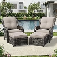 Vista 200 de Joyside Silla mecedora giratoria para exteriores para patio, mecedora de mimbre para exteriores con cojines de tela de olefina adecuada para porche