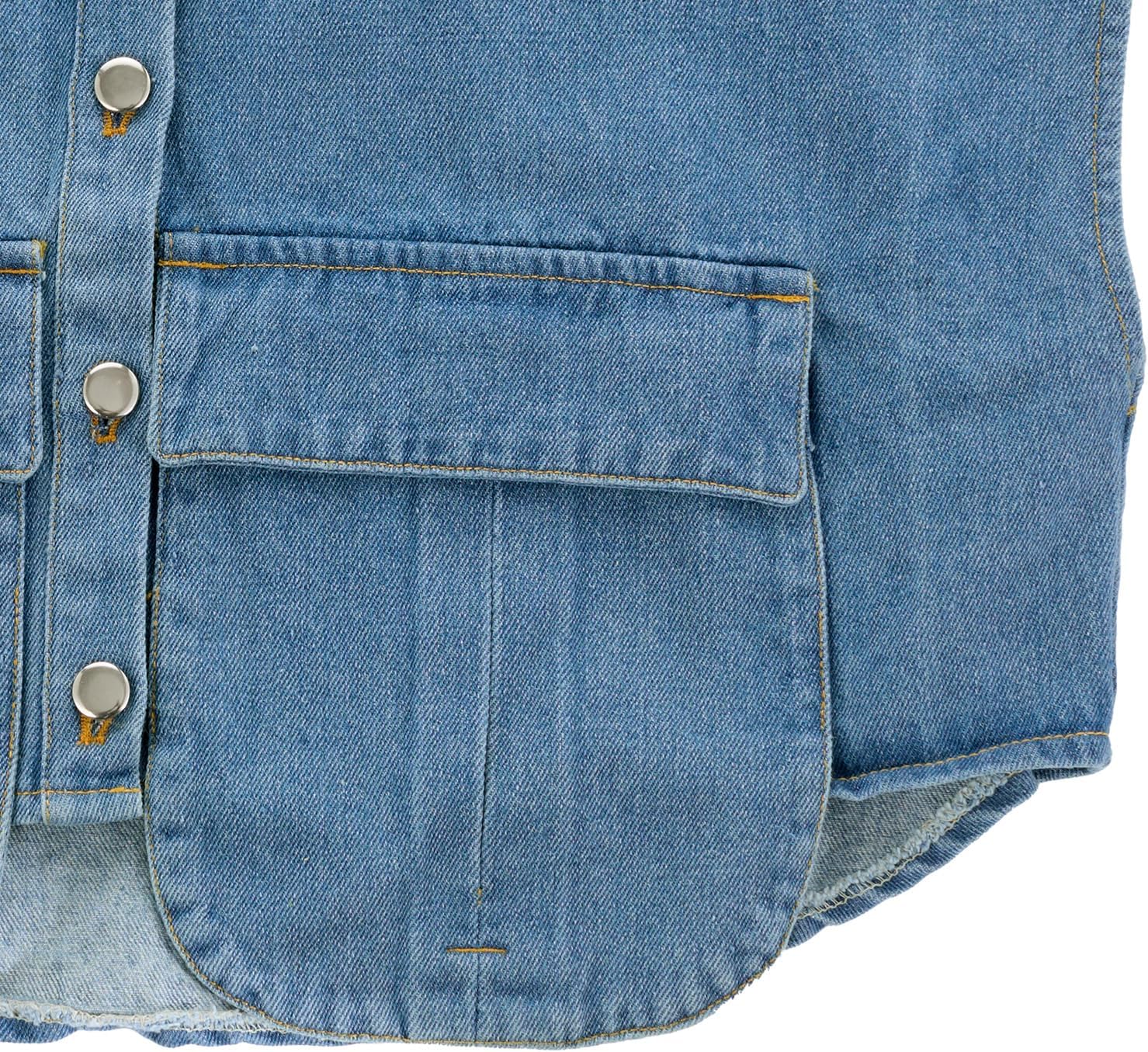 Womens Cropped Button Down Shirt Loose Denim Top Blouse with Pockets Y2k Summer Collared Sleeveless - Image 7