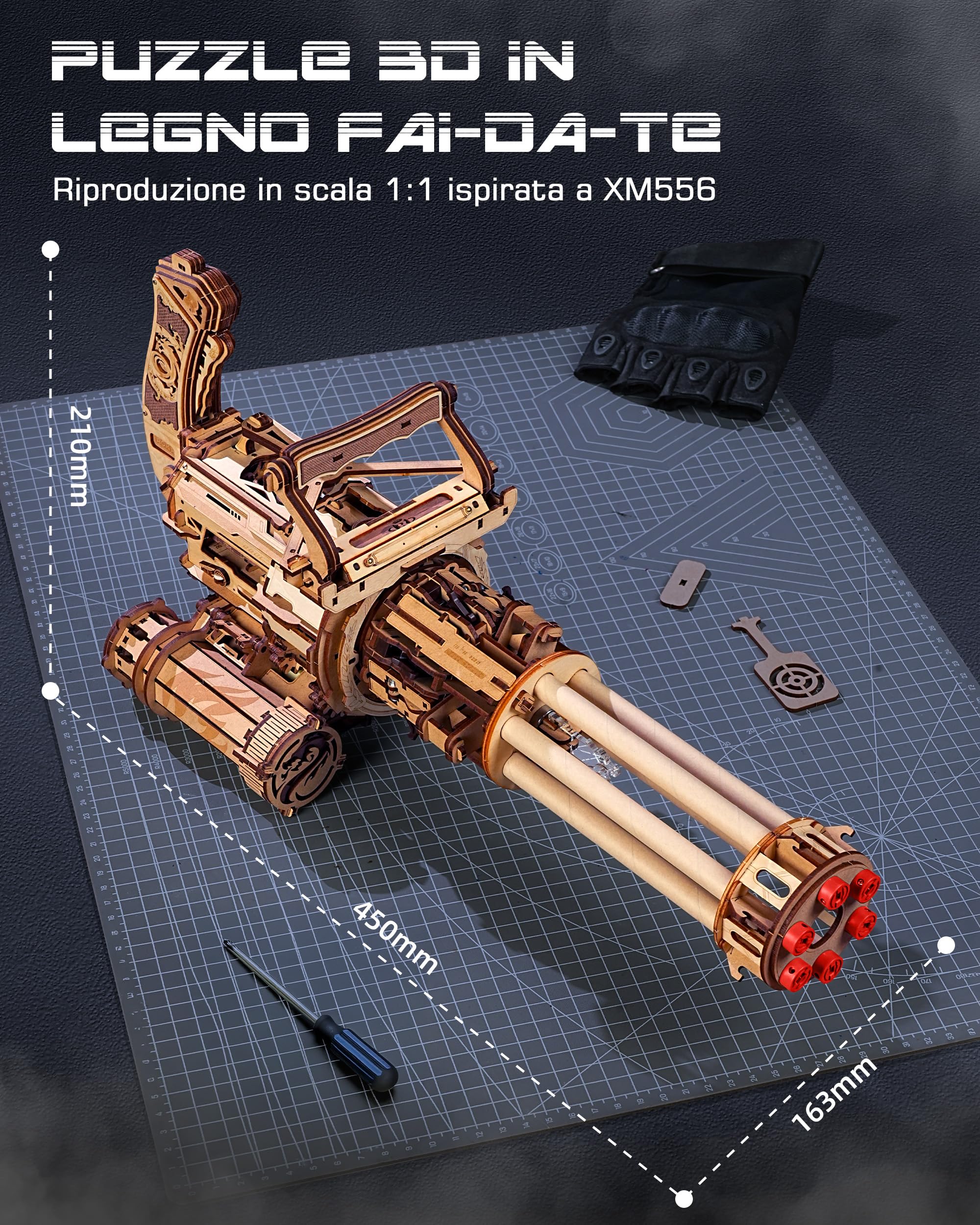 ROBOTIME Puzzle 3D in Legno per Adulti e Adolescenti,Kit Modello Meccanico Fai-da-Te 412 Pezzi,Lanciatore a Elastici,Regalo Creativo per Appassionati di Puzzle e Collezionisti,LQA01