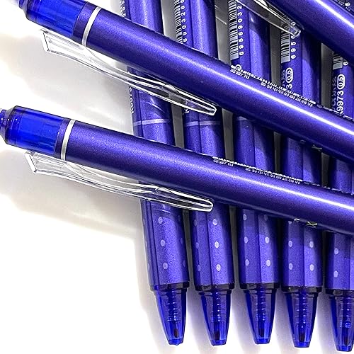 Miniatura 5 de sencoo Paquete de 5 bolígrafos de gel azul borrables retráctiles y borrables de tinta azul para estudiantes, papelería, oficina, premios escolares,