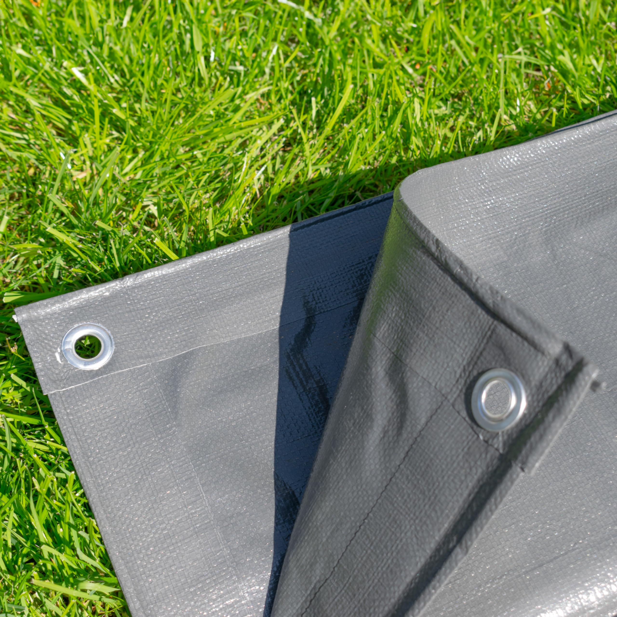 Cost Wise Grey 200 Gsm Waterproof 3M X 4M Tarpaulins,Ideal Camping Ground Sheet/Cover Up Builders Tarps,Range Of Weights And Colours (Grey 200 Gsm)