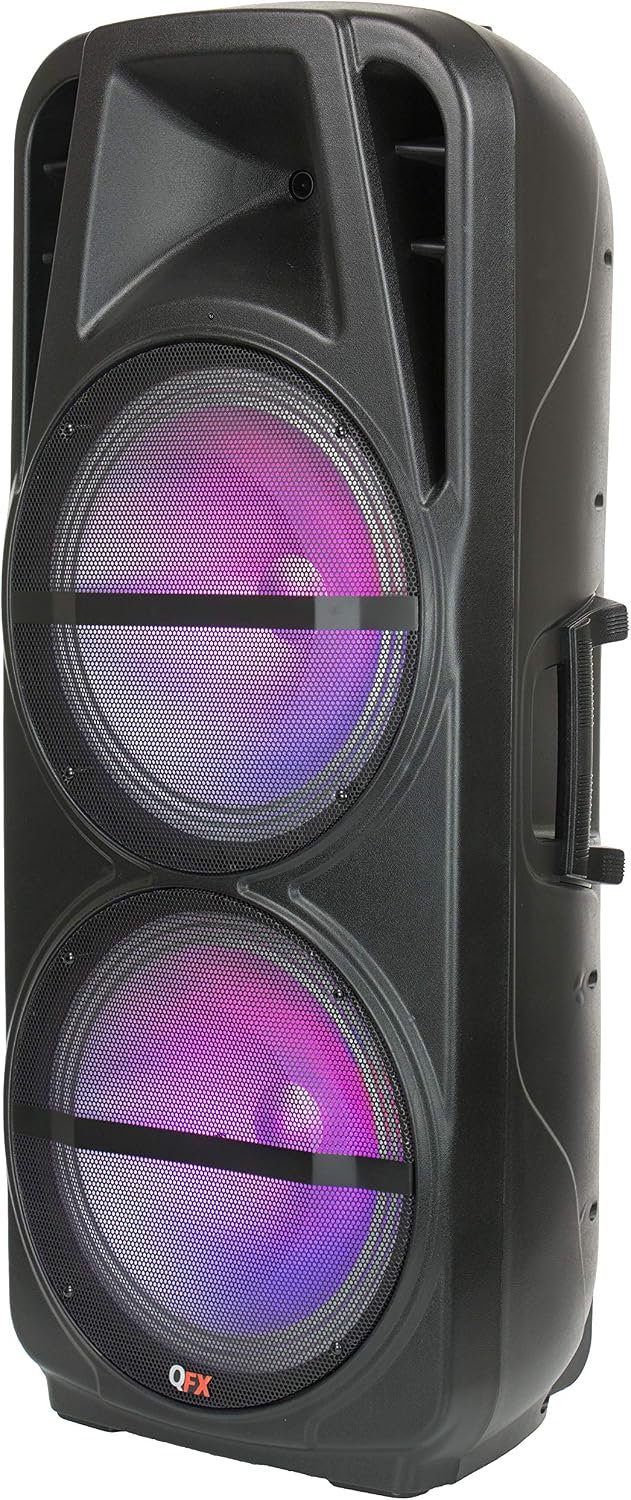 Amazon.com: QFX PBX-621501 - Sistema de sonido portátil recargable  Bluetooth 2x15 : Electrónica