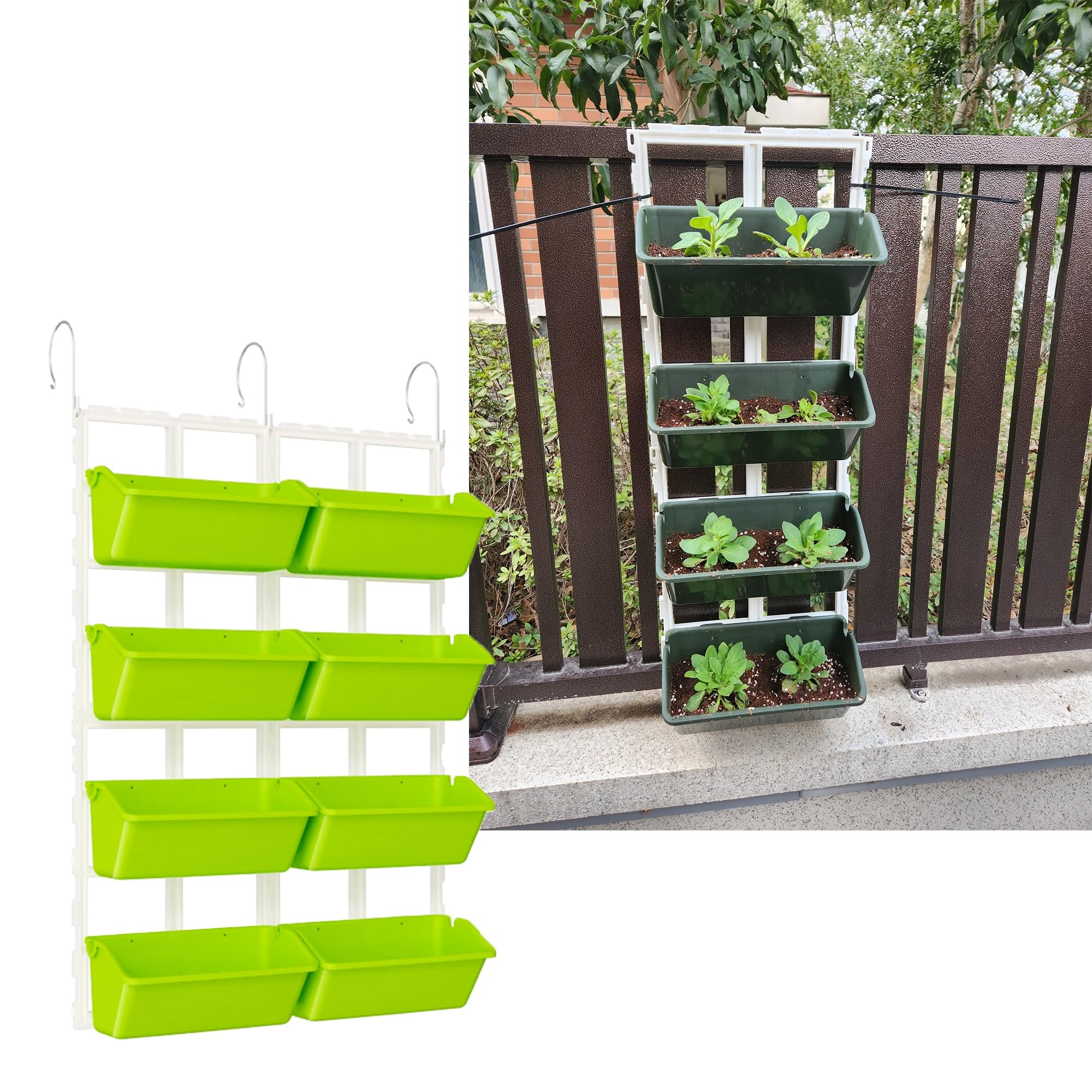 Pots de fleurs à suspendre avec crochet amovible pour clôture et balcon étroit