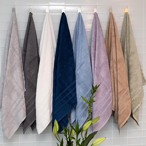 Miniatura 8 de Mosobam Juego de baño grande de viscosa de bambú de lujo de 700 GSM, 4 piezas, color azul encanto, 2 toallas de baño de 30 x 58 pulgadas, 2 toallas