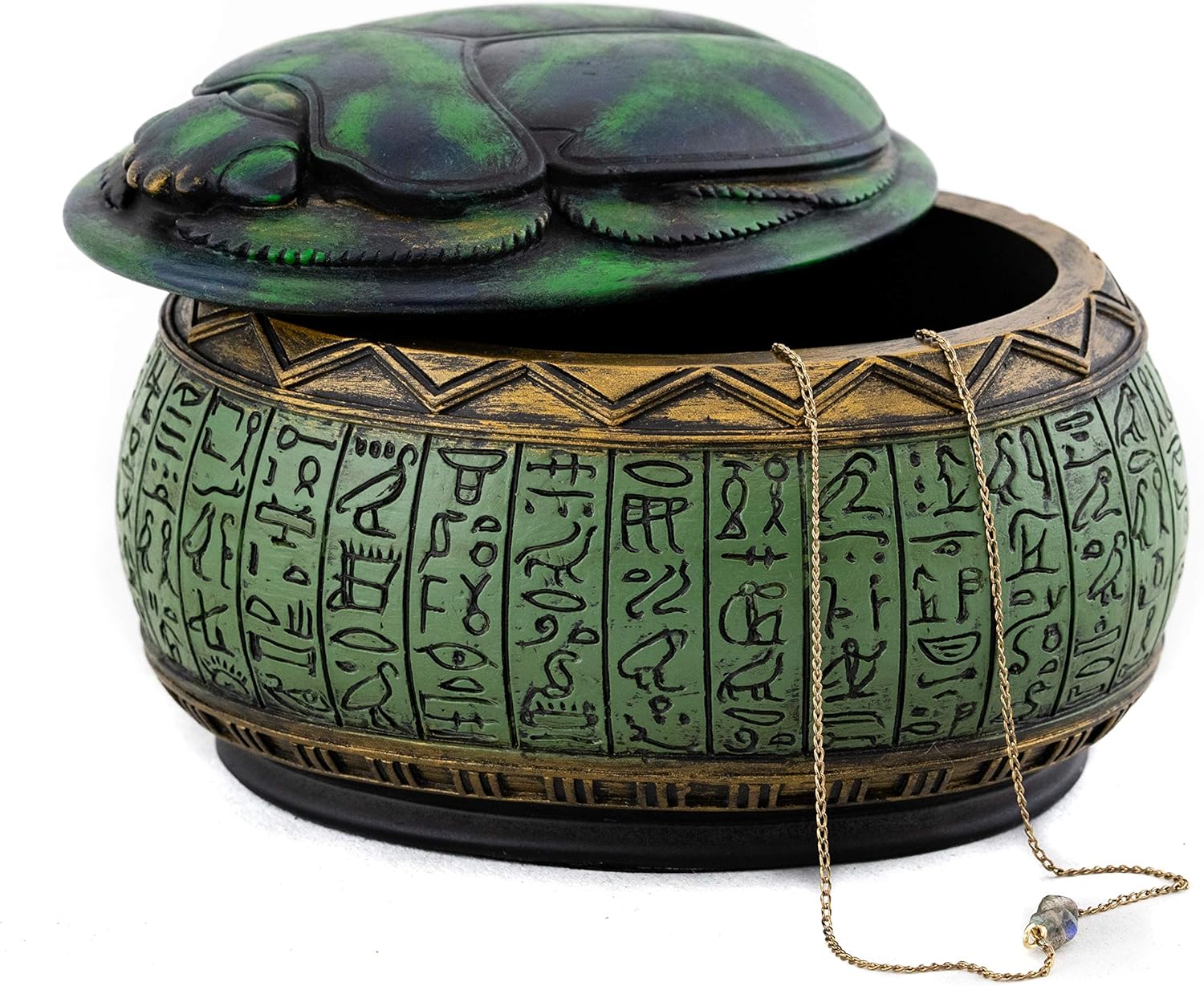 Top Collection 4" Hand Painted Resin Egyptian Scarab Jewelry Box