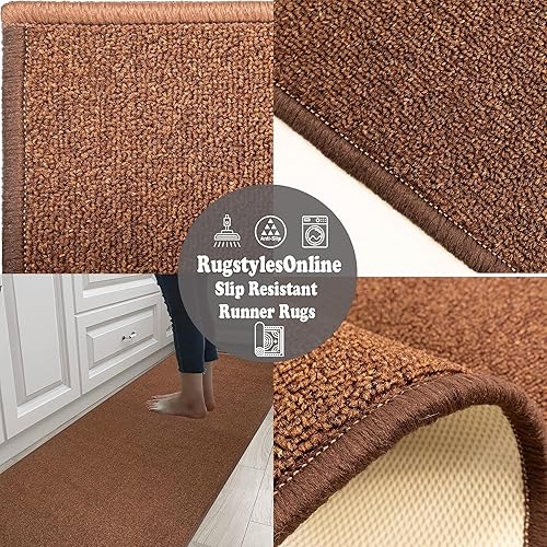 Miniatura 8 de RugStylesOnline Alfombras de pasillo para pasillos de 2 x 7 pies, lavables, antideslizantes, color sólido, para entrada, cocina, dormitorio (azul