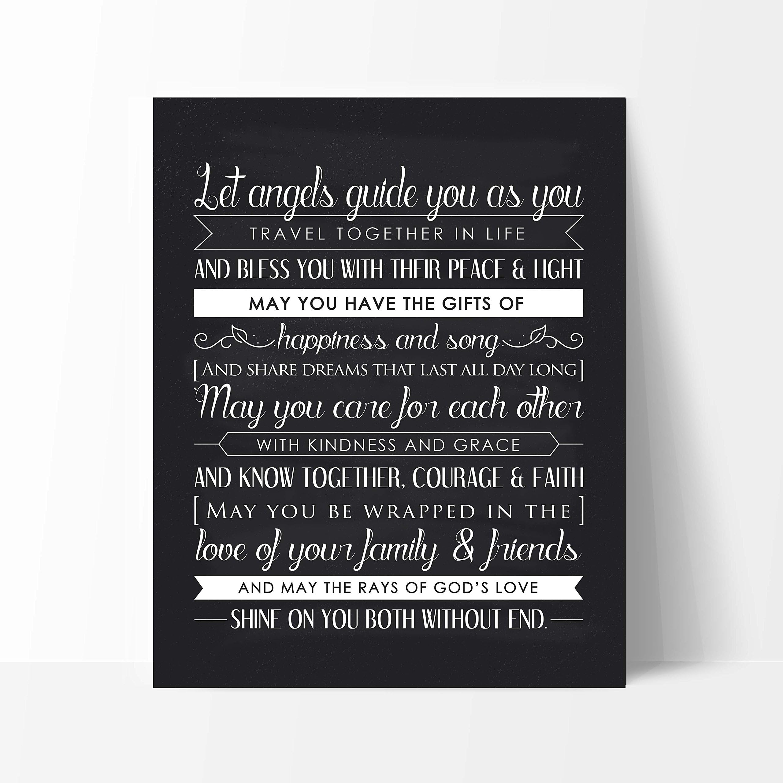 Wedding Chalkboard Print by Ocean Drop Designs (8x10") - Beautiful Engagement, Anniversary or Wedding Present with Meaningful Wedding Blessing Quote - Ready to Hang, Hanger Included