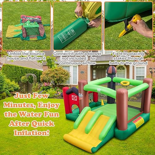 Miniatura 4 de GLACER Rebote inflable, castillo de gorila 6 en 1 con toboganes dobles, área de salto, pelotas oceánicas, borde de baloncesto, trampolín, juego de