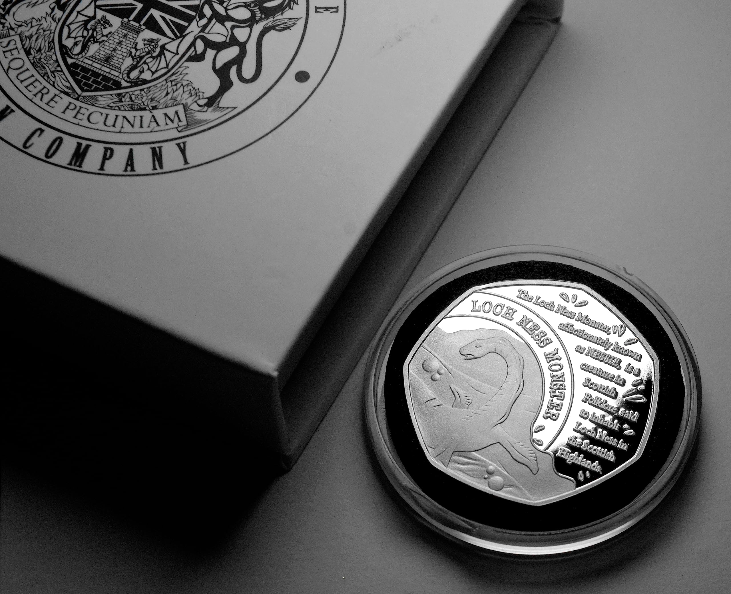 The Commemorative Coin Company Silver Loch Ness Monster Commemorative In Gift/Presentation Box. Nessie/Scotland/Scottish. Myth/Legend/Mythical/Creature Fantasy/Magic. Gift/Present/Souvenir