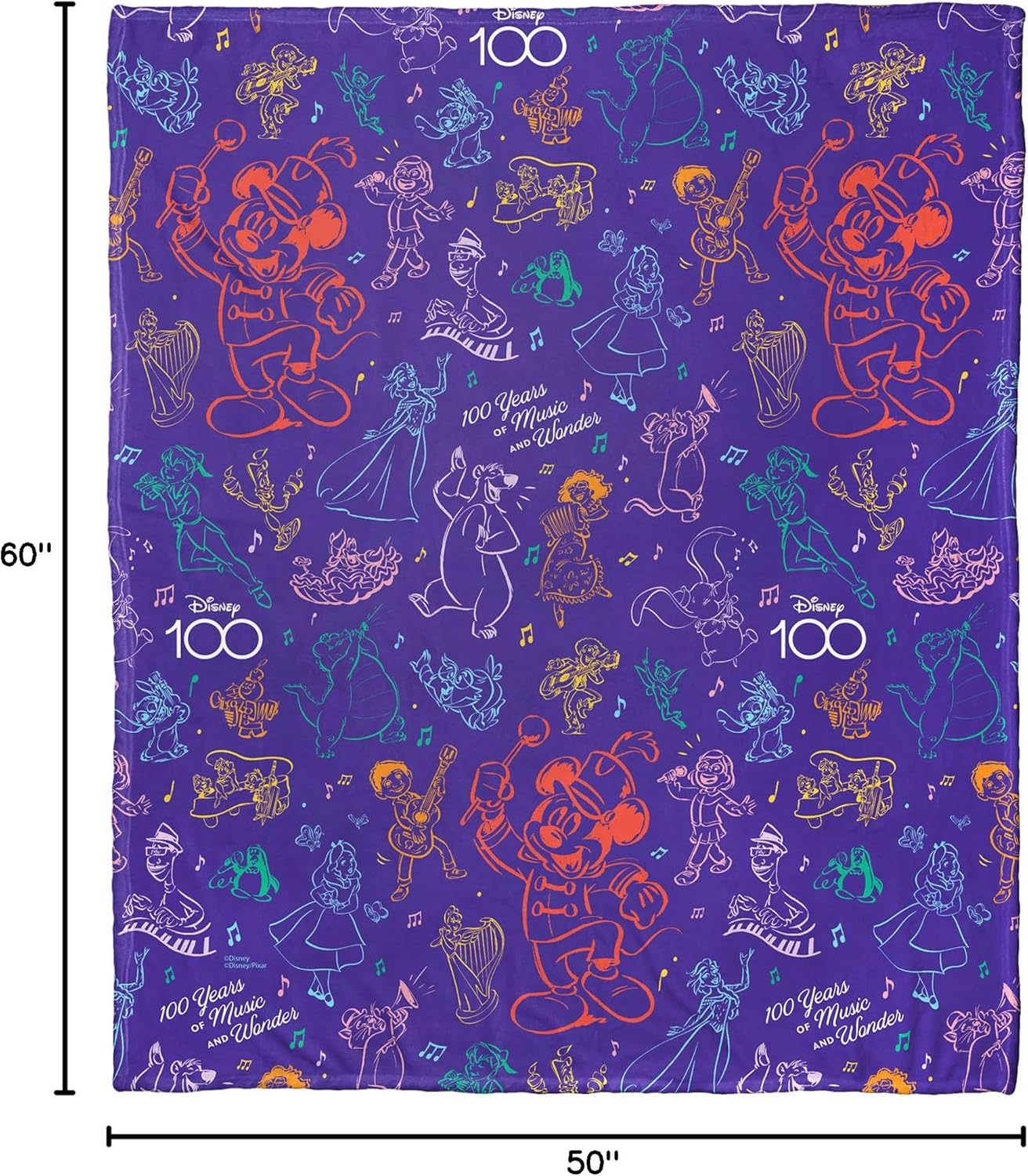 Northwest Disney 100 Silk Touch Throw Blanket, 50" x 60", Make Mine Music - Image 6