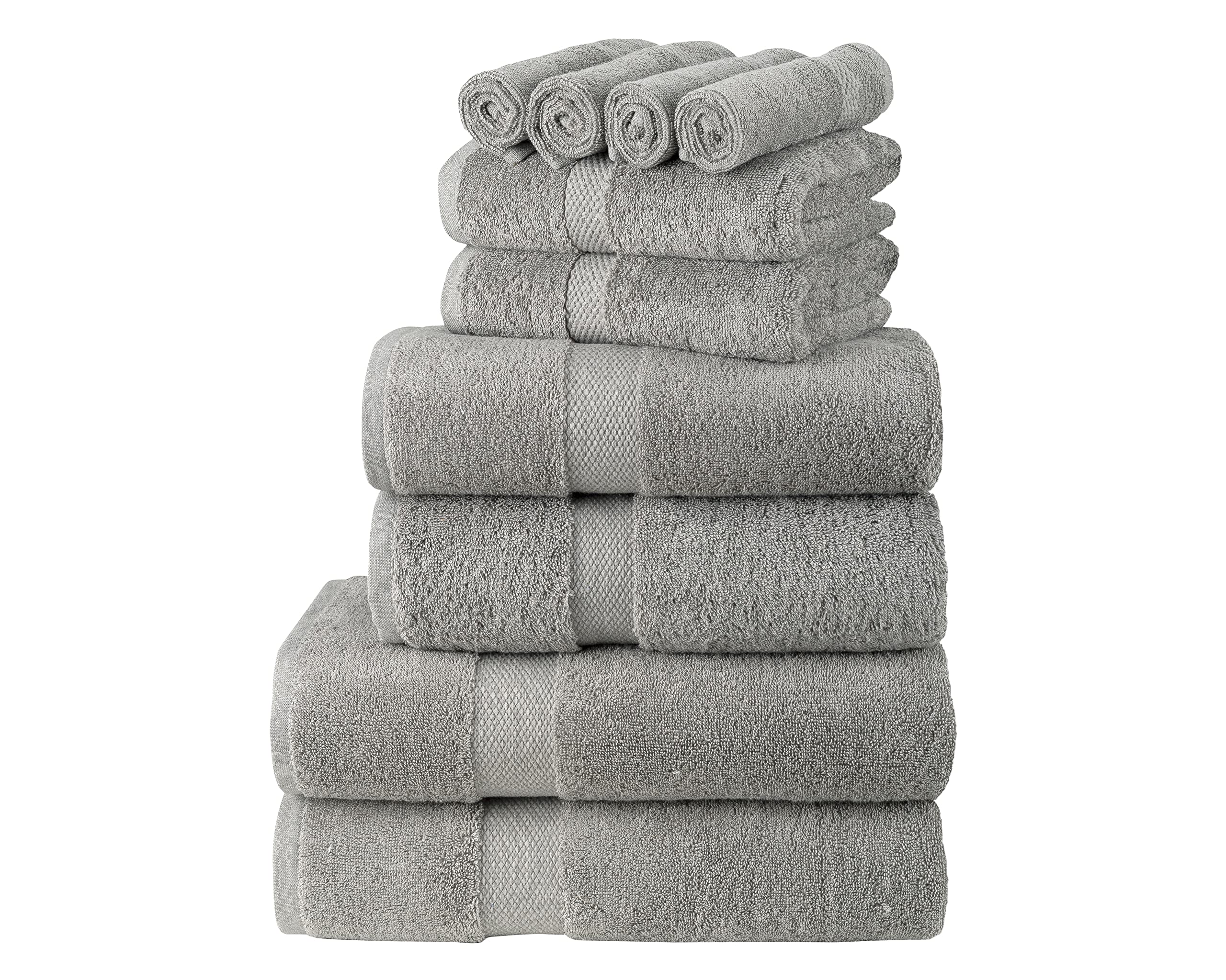 La Maison 100% Egyptian Cotton 600GSM Superior Towel Bale Set Face Hand Towel Bath Towel 10 Piece Super Soft Everyday Use (Grey)
