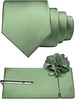 JEMYGINS Men's Formal Solid Color Tie Set: Necktie, Pocket Square, Tie Clip & Lapel Pin - 4PCS Premium Silk Blend