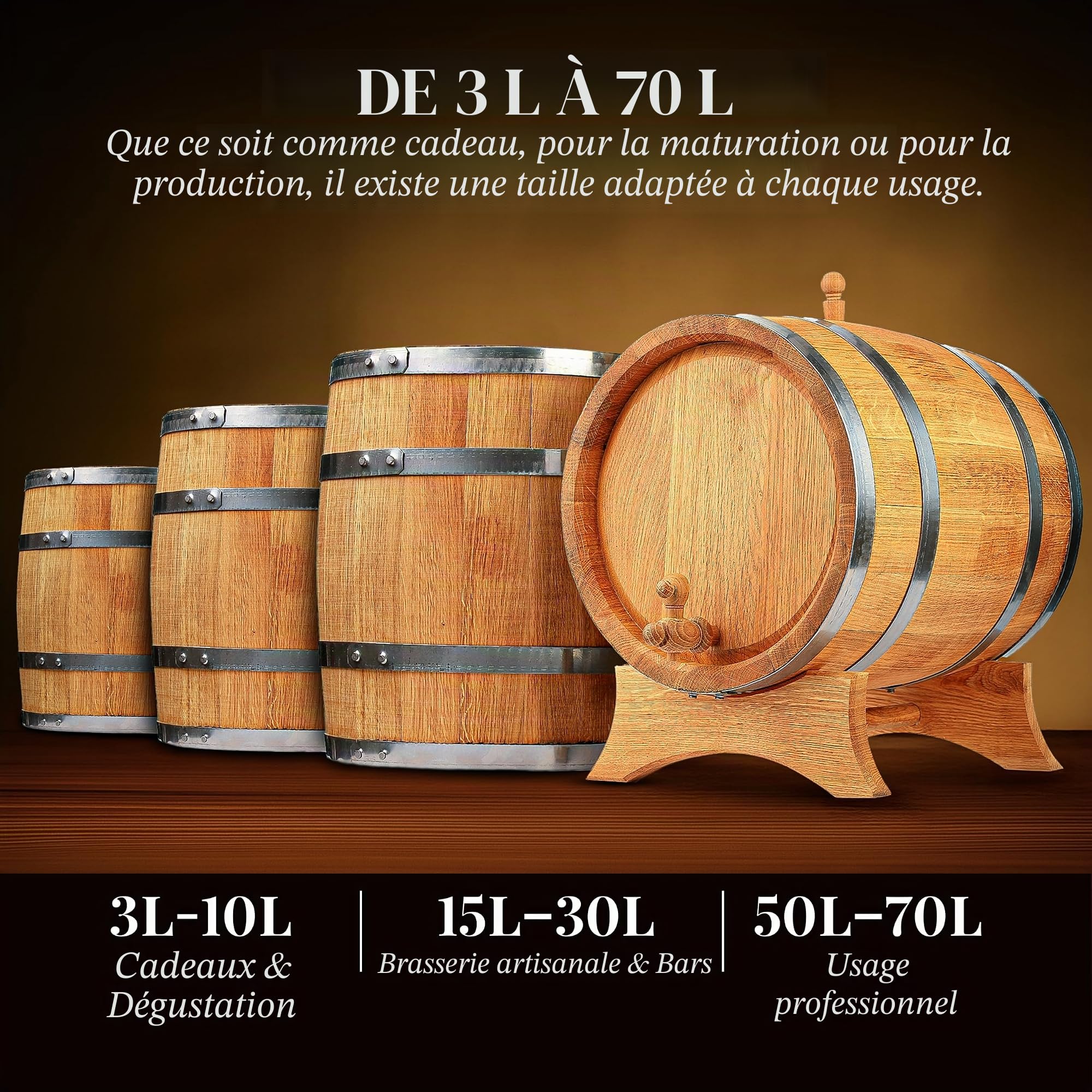 Tonneau en Bois de chêne brûlé 5L - Fabriqué à la Main, Idéal pour Vin, Whisky, Brandy et Plus - avec Support, Bouchon et Robinet, Fût en Bois Fût de chêne Fût de 5 litres