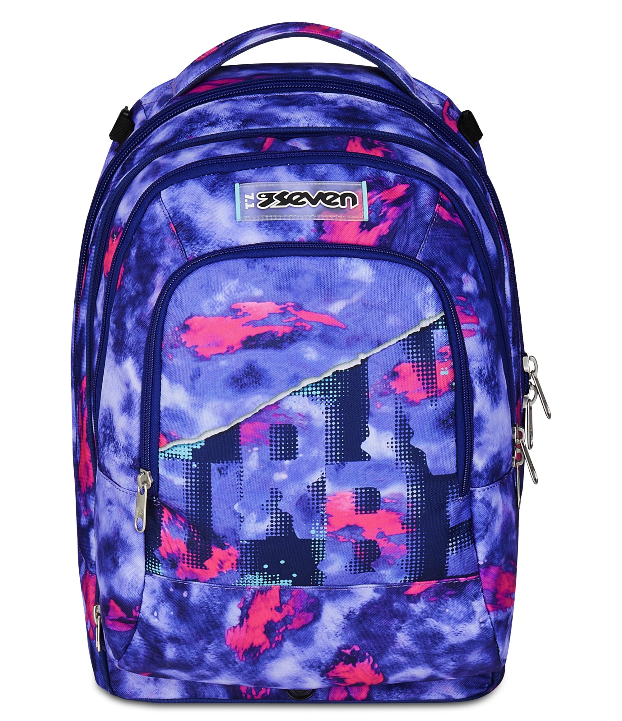 Seven Trolley Scuola Jack 3 Ruote Detach SHADY DYE GIRL, Viola, Zaino Con Carrello Sganciabile Da 37 Litri, Tasca Borraccia, Zainetto Staccabile, Multiuso e Spazioso, Per Elementari e Media, Bambina