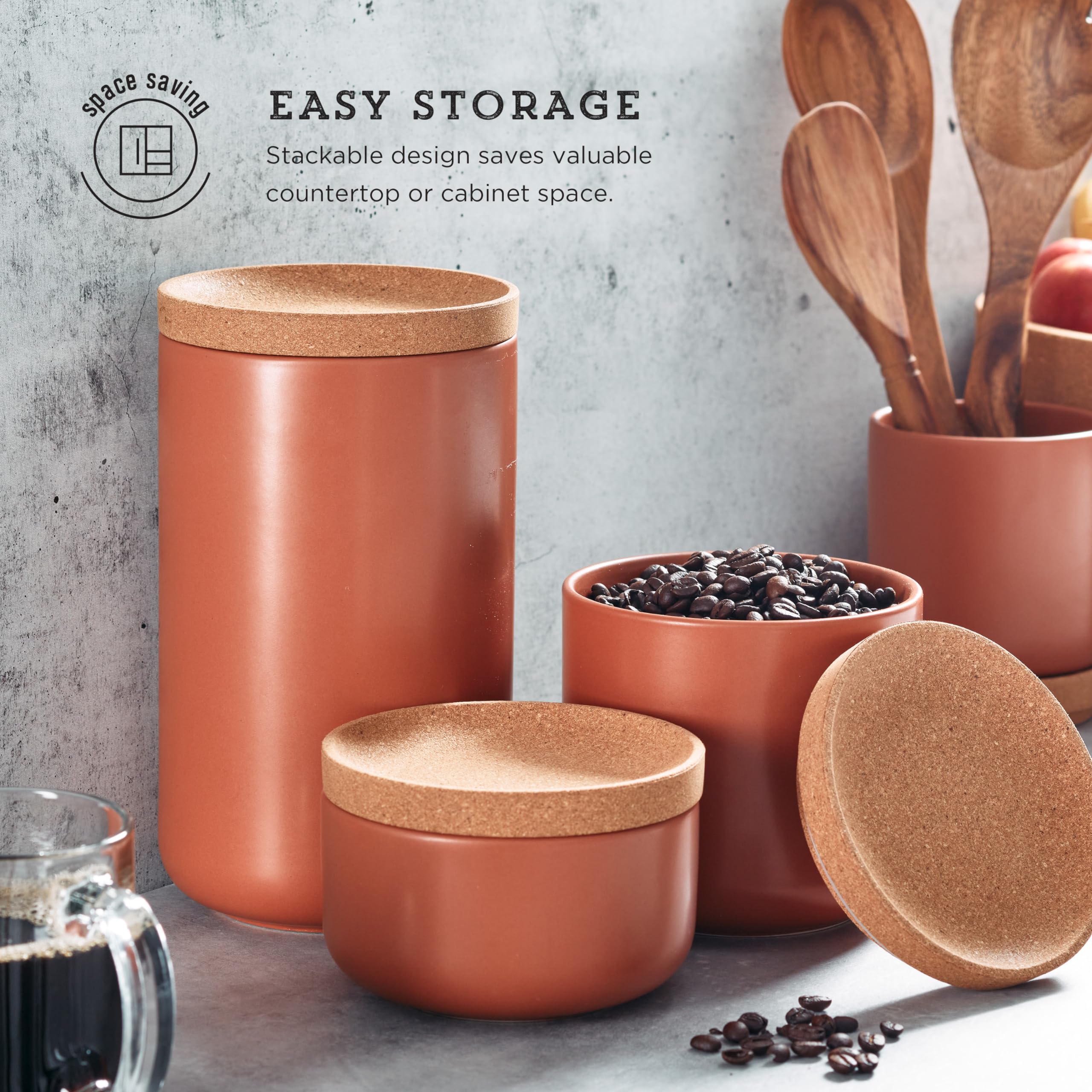 N3022 キッチンストッカー【レノン】KS-1259 フクダクラフト Amazon.com: Kamenstein Ceramic and Cork Lid Stackable Canisters