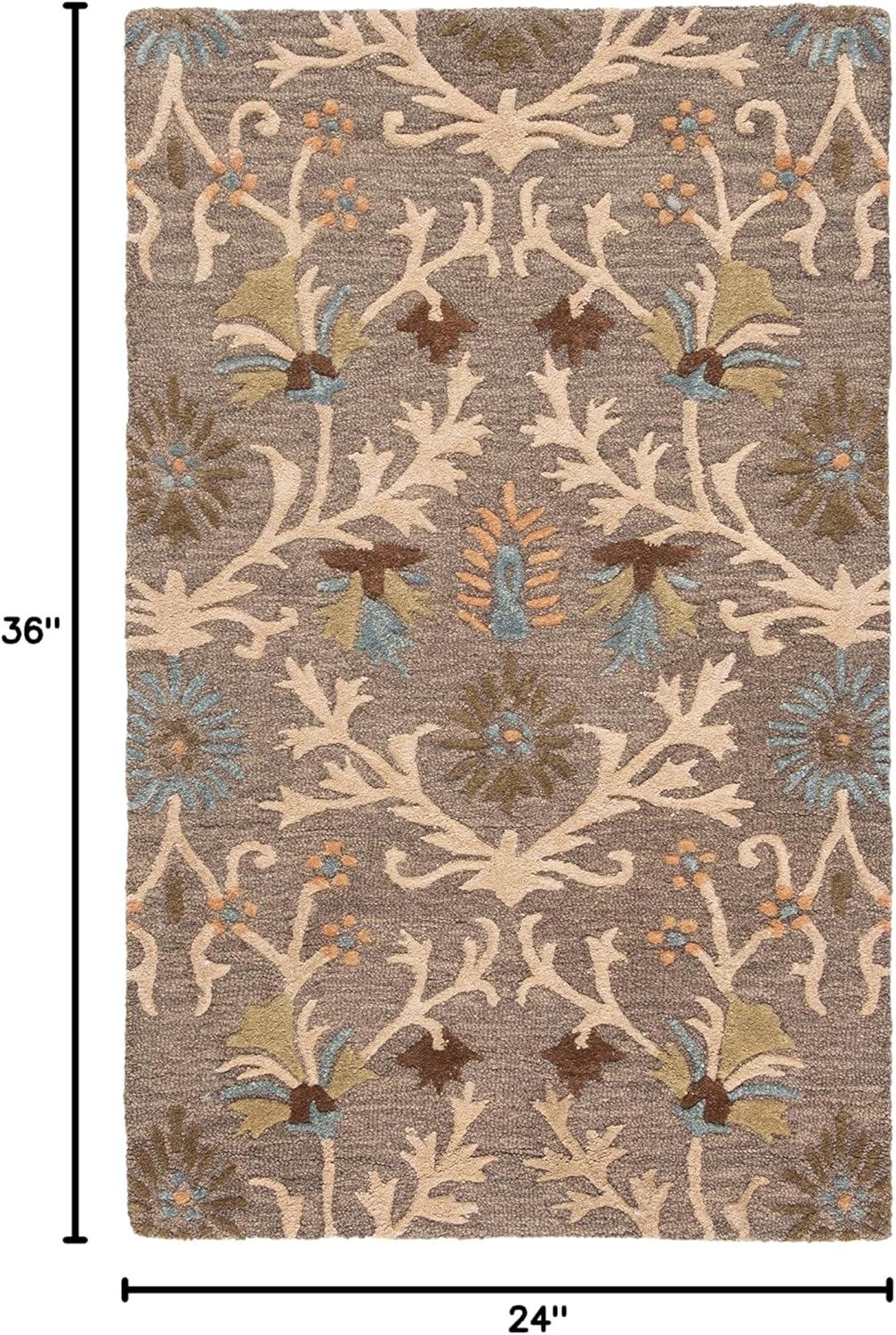 Handmade Blue Wool Tufted Floral Area Rug 5' x 8'