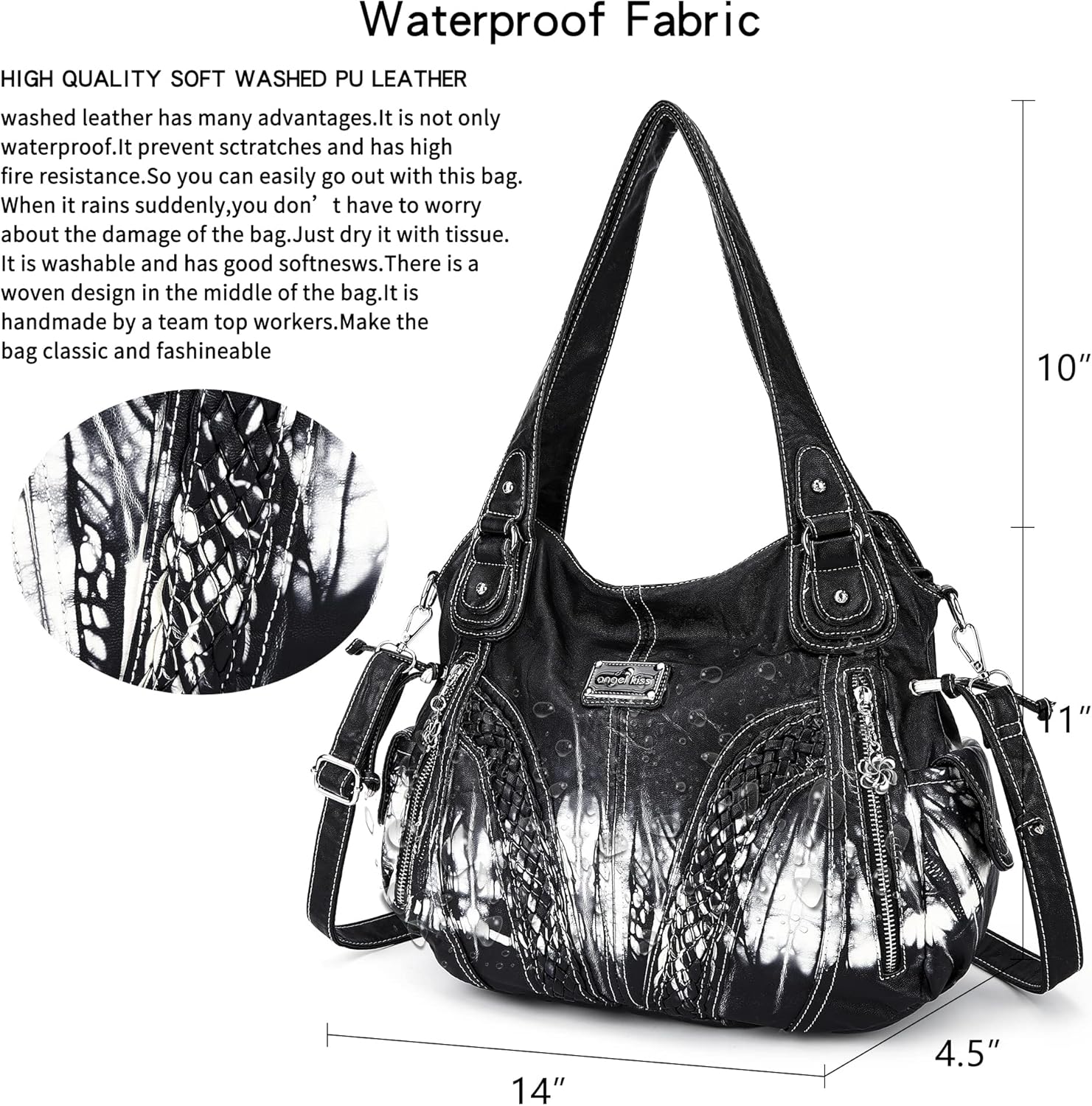 Purses and Handbags Women Fashion Tote Bag Shoulder Bags Top Handle Satchel Purses Washed Synthetic Leather Handbag - Image 3