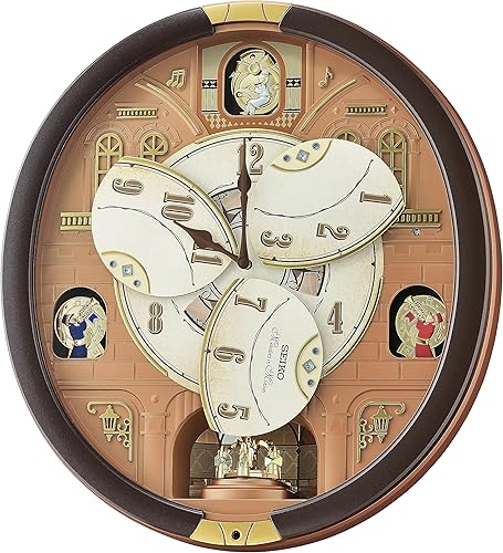 Miniatura 2 de Seiko QXM601BRH - Reloj de pared con péndulo giratorio de 12 melodías en movimiento, oro rosa