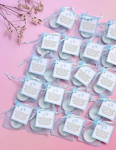 Miniatura 4 de Juego de 50 velas de té para recuerdos de fiesta de baby shower, recuerdos de bautizo para invitados, recuerdos de revelación de género para bebés y