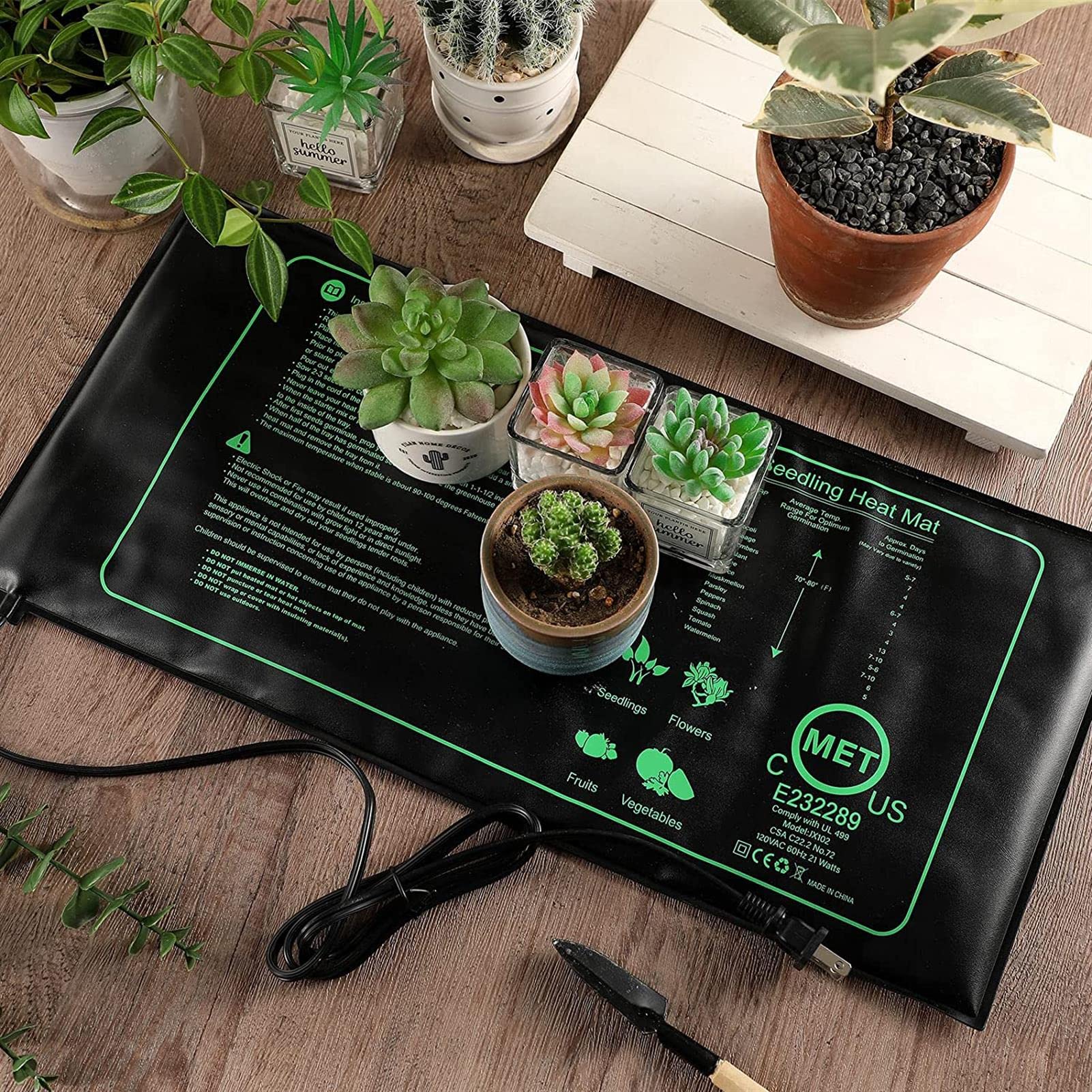 FAXIOAWA Tapis Chauffant pour semis avec Thermostat numérique, Coussin Chauffant étanche pour Le démarrage des graines de Germination hydroponique, contrôleur réglable,L
