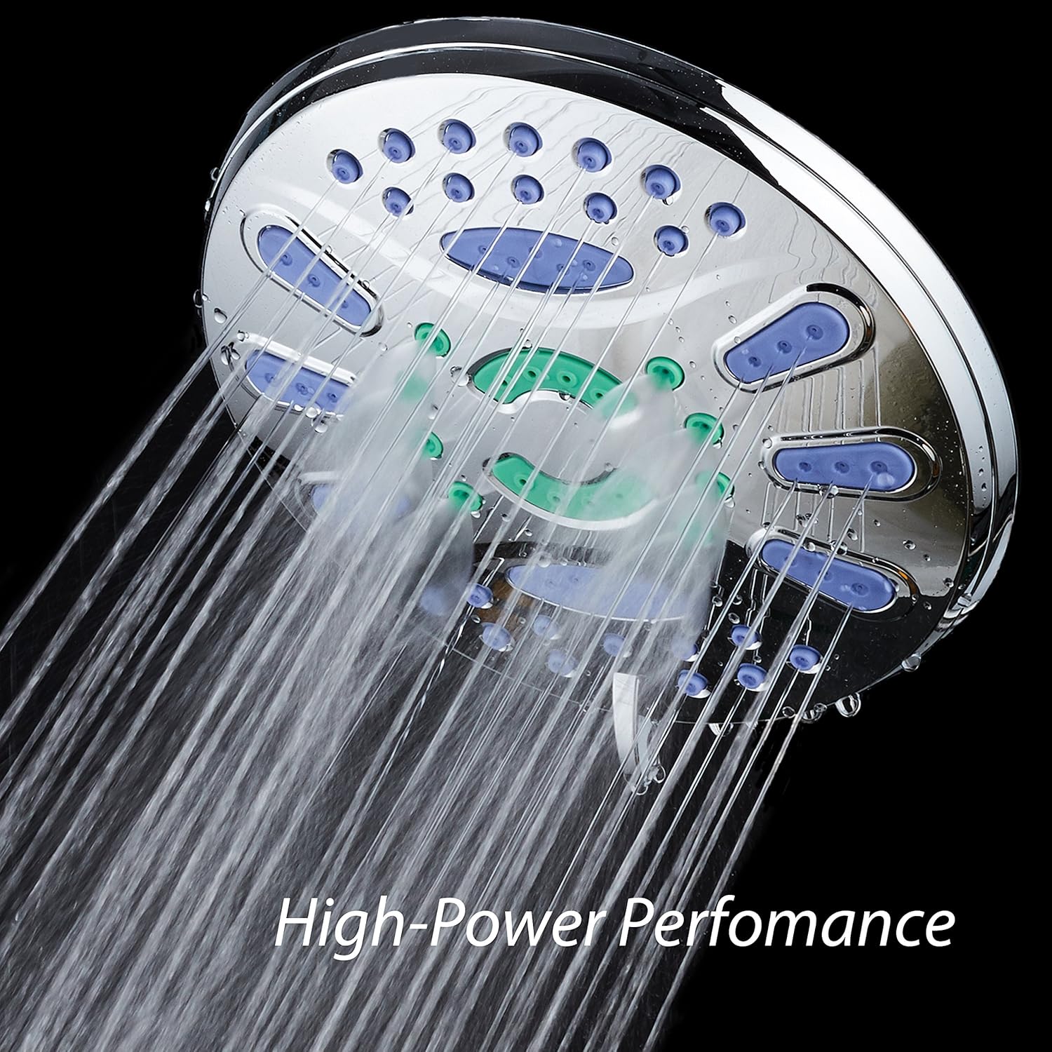 AquaStar Elite High-Pressure 7" Giant 6-setting Luxury Spa Rain Shower Head with Microban Antimicrobial Anti-Clog Jets for More Power & Less Cleaning! / Solid Brass Ball Join/All Chrome Finish