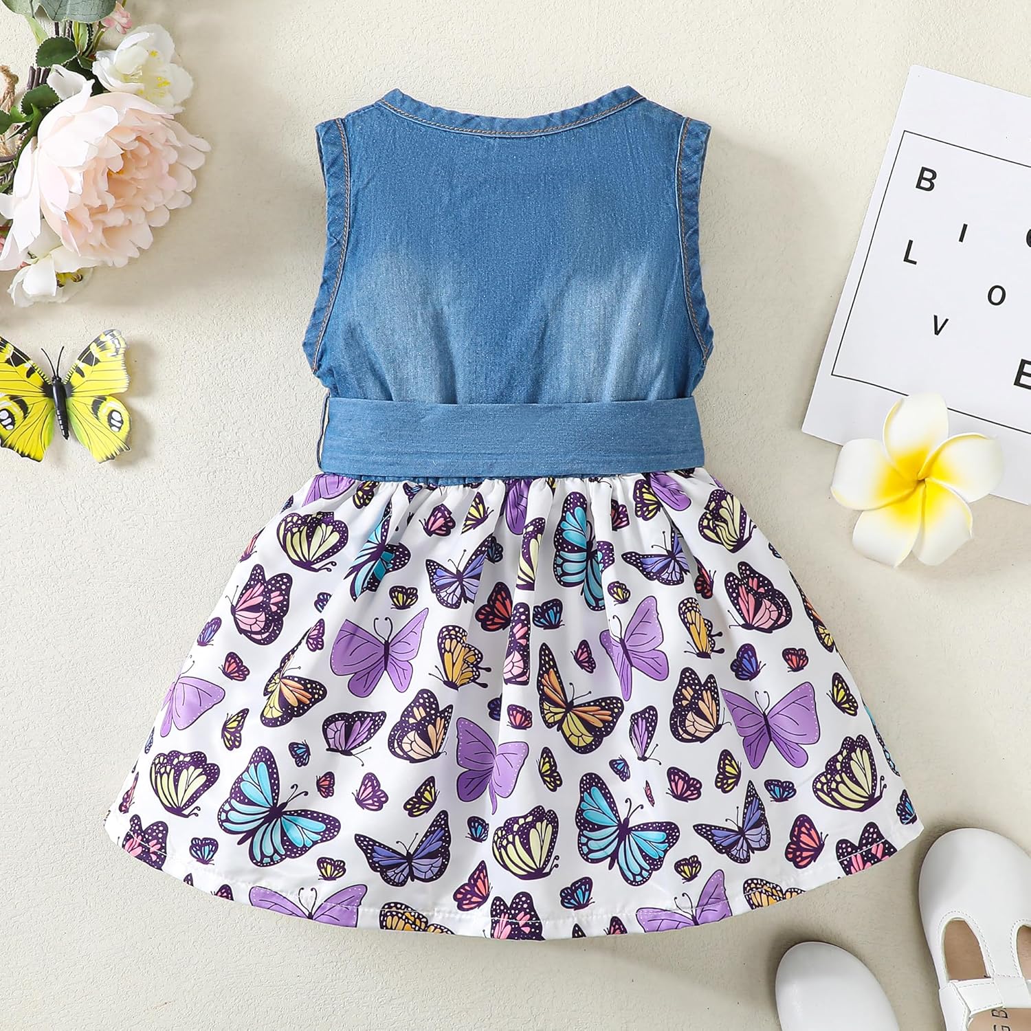 Saeaby Baby Girl Dress Toddler Girl Summer Clothes Infant Sleeveless Dress Denim Flower Sundress Cute Dresses for Girl - Image 4